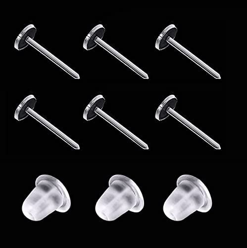 DSOMHZ Plastic Earrings,Clear Plastic Earrings Clear Earrings Plastic Post Earrings Plastic Earring Posts and Earring Backs Silicone Earrings Clear Stud Earrings 100 Pairs Back Earrings and Blank Pins Stud - Image 2